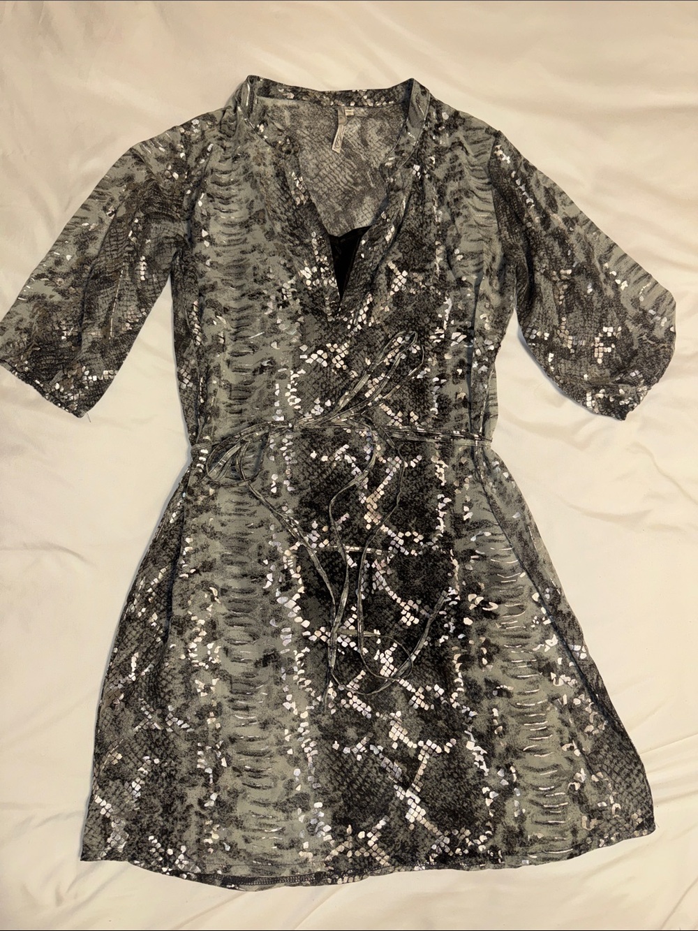 Adiktd Gray & Black Snakeskin Pattern 
 Dress